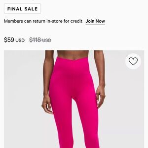 Lululemon Athletica Fuchsia Leggings